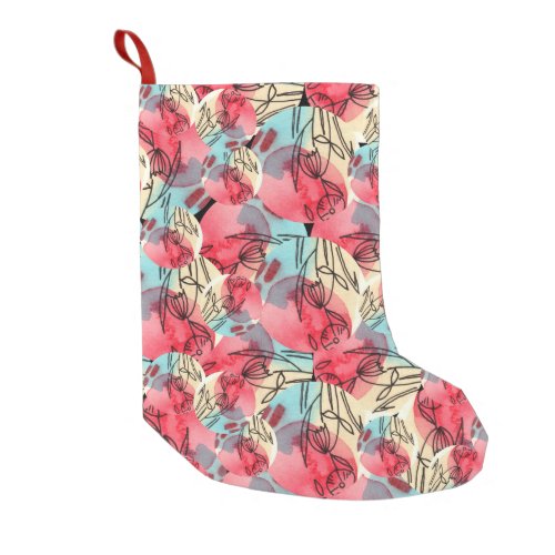 Cold Warm Watercolor Floral Geometric Small Christmas Stocking