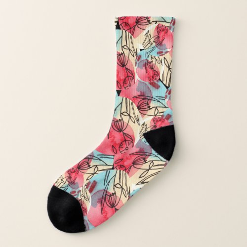 Cold Warm Watercolor Floral Geometric Socks