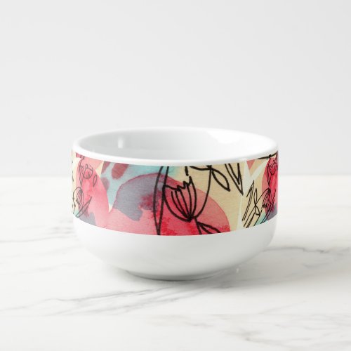 Cold Warm Watercolor Floral Geometric Soup Mug