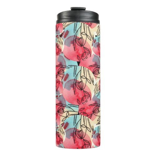 Cold Warm Watercolor Floral Geometric Thermal Tumbler