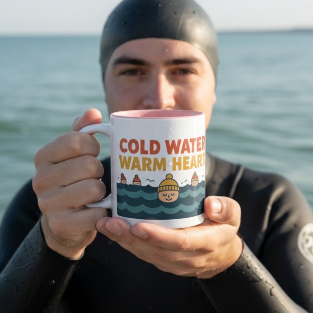 Cold Water Warm Heart – Funny Wild Swimmer Design Two-Tone Coffee Mug (Creator Uploaded)