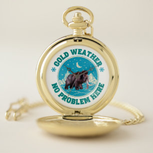 Cold Weather Mammoth Winter Humor Pocket Watch