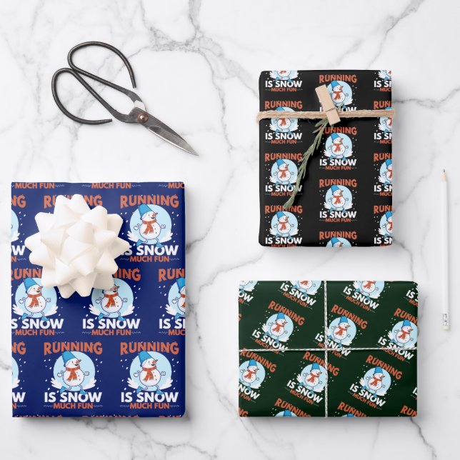Cold Weather Runner - Running is Snow Much Fun Wrapping Paper Sheets (Front)