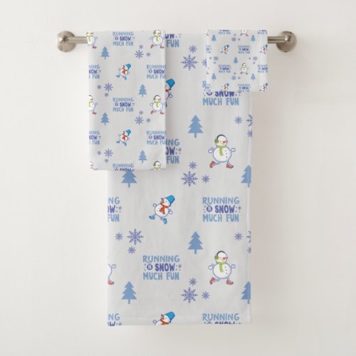 Cold Weather Running Christmas Snowman Bath Towel Set