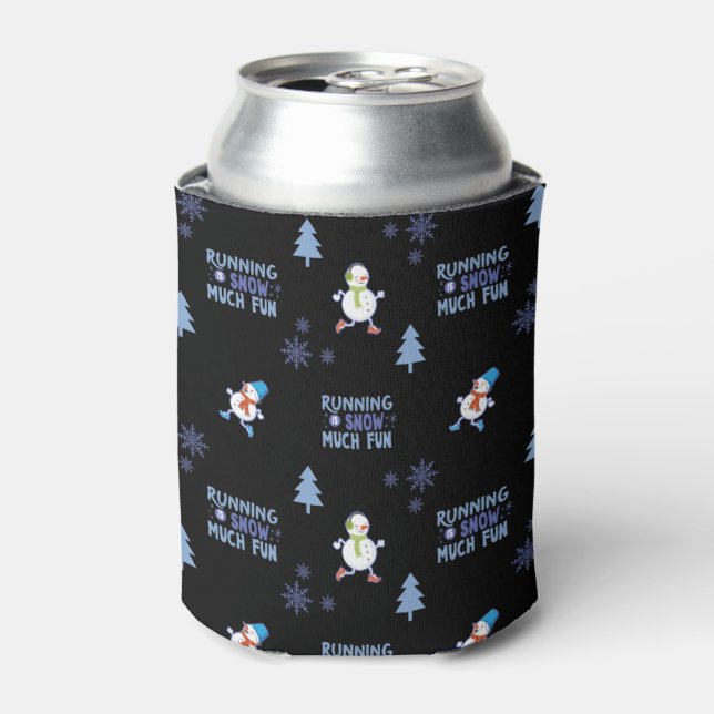 Cold Weather Running Christmas Snowman Can Cooler (Can Front)