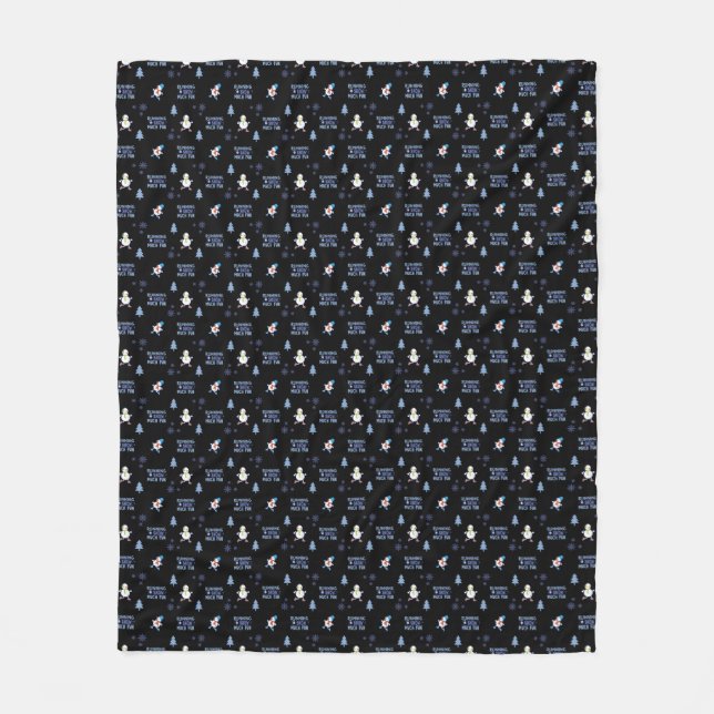 Cold Weather Running Christmas Snowman Fleece Blanket (Front)
