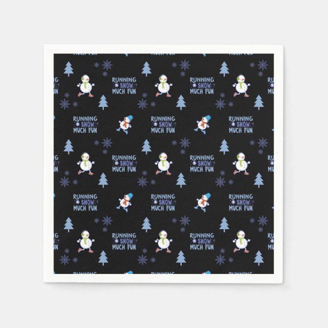 Cold Weather Running Christmas Snowman Napkins (Front)