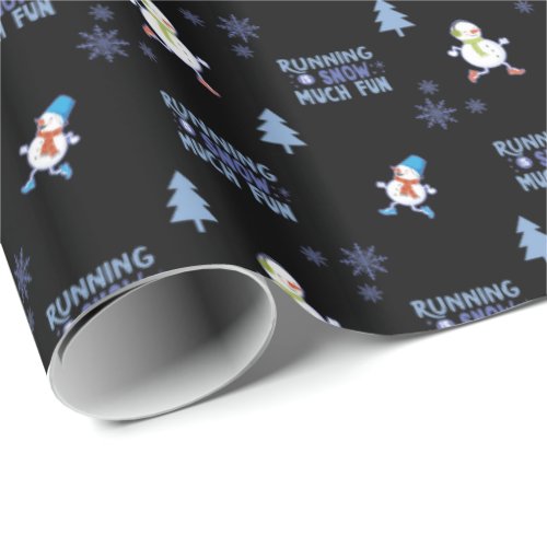 Cold Weather Running Christmas Snowman Wrapping Paper