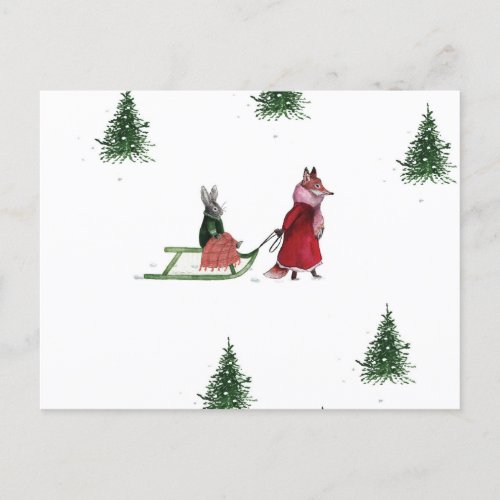 Cold Winter Day Illustration Holiday Postcard