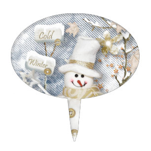 Cold Winter Snowman Cake Topper
