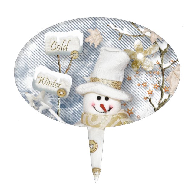 Cold Winter Snowman Cake Topper (Front)