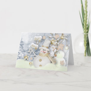 Cold Winter Snowman Holiday Card