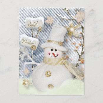 Cold Winter Snowman Postcard by NatureTales at Zazzle