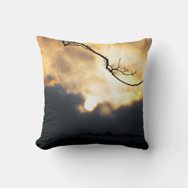 Cold Winter Sunrise Throw Pillow (Front)