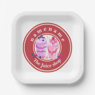 Cold yogurt Smoothies fruit Juice shop logo name Paper Plates
