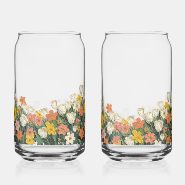 coldcoffee glass bottle with flowers (Left)
