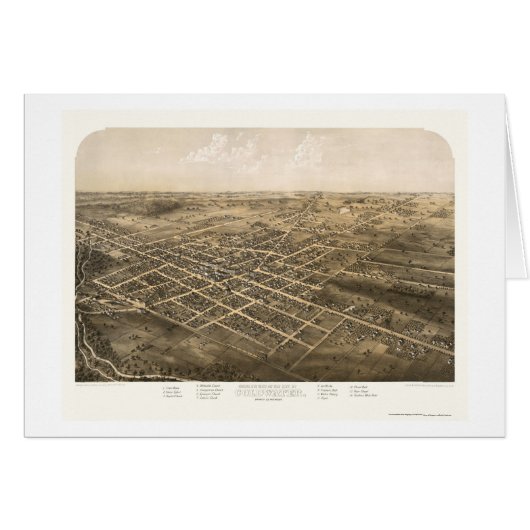 Coldwater, MI Panoramic Map - 1868 Cards (Front Horizontal)