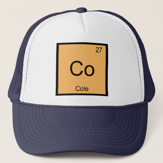 Cole Name Chemistry Element Periodic Table Trucker Hat (Front)