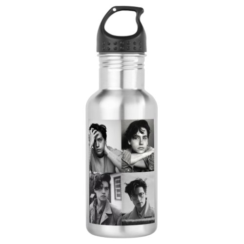 Cole Sprouse Collage BW  Stainless Steel Water Bottle