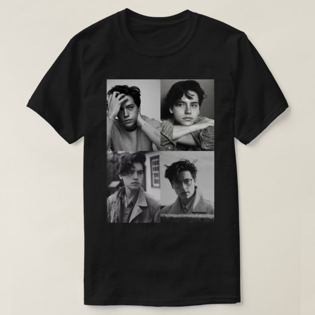 Cole Sprouse Collage B&W  T-Shirt (Design Front)