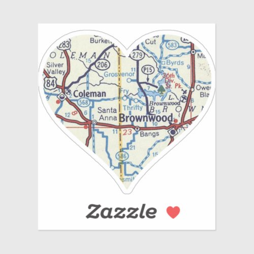 Coleman and Brownwood TX Map Sticker