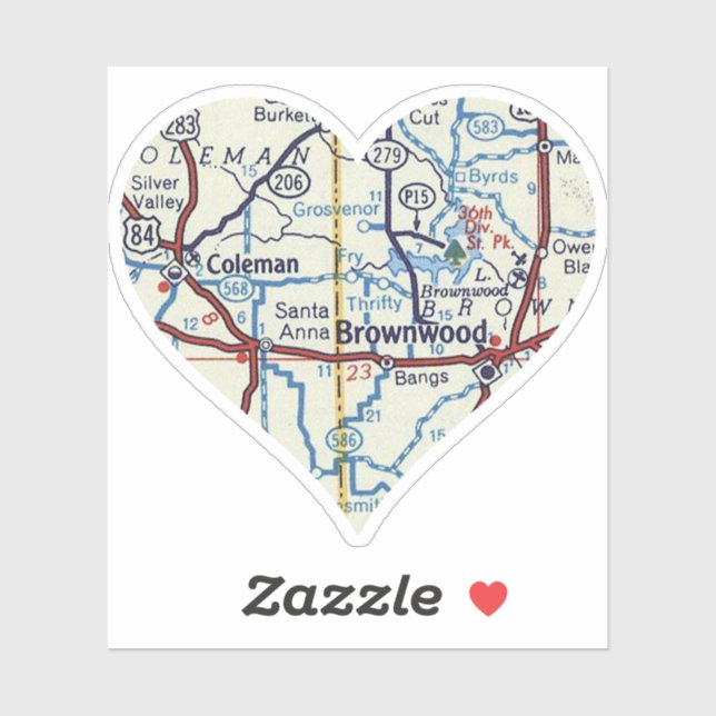 Coleman and Brownwood TX Map Sticker (Sheet)