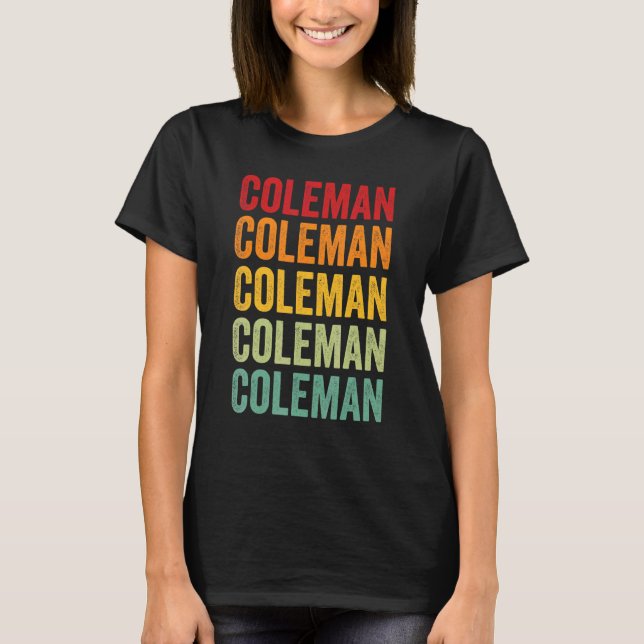 Coleman County Texas Rainbow Text Design T-Shirt (Front)