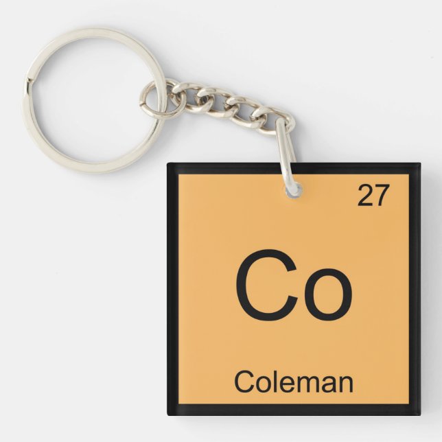 Coleman Name Chemistry Element Periodic Table Keychain (Front)