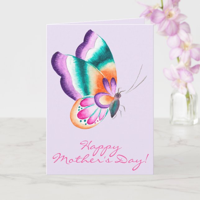 Colerful Butterfly | Mother's Day  Card (Orchid)