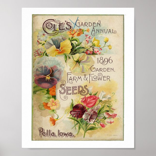 Coles Garden Annual 1896 Garden, Farm & Flower Poster (Front)