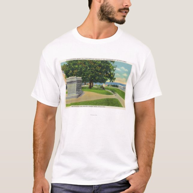 Coles Hill View of Mayflower Burial Monument T-Shirt (Front)