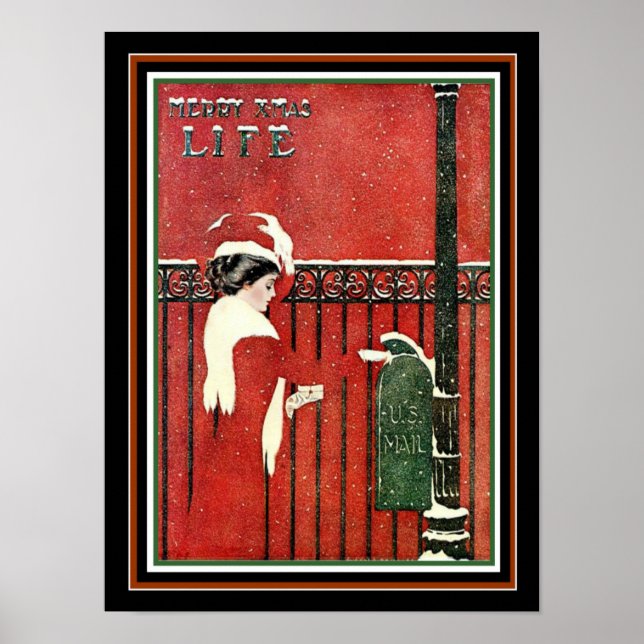 Coles Phillips 1909 Life Christmas Cover 12 x 16 Poster (Front)