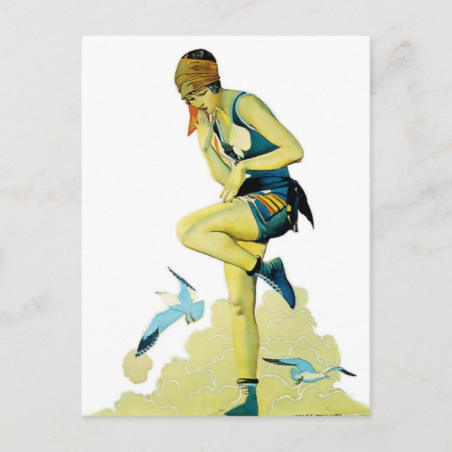 Coles Phillips ‘Fadeaway Girl’  “A Quick Dip” Postcard (Front)