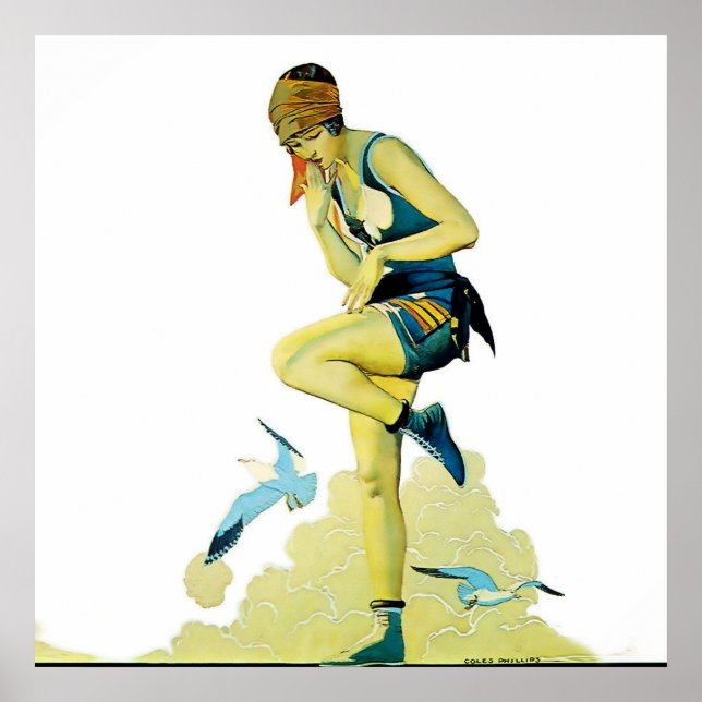 Coles Phillips ‘Fadeaway Girl’  “A Quick Dip” Poster (Front)