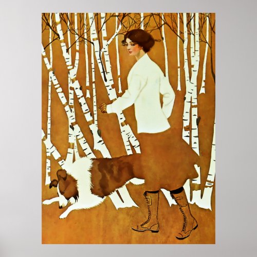 Coles Phillips Fadeaway Girl Autumn Walk Cover Poster
