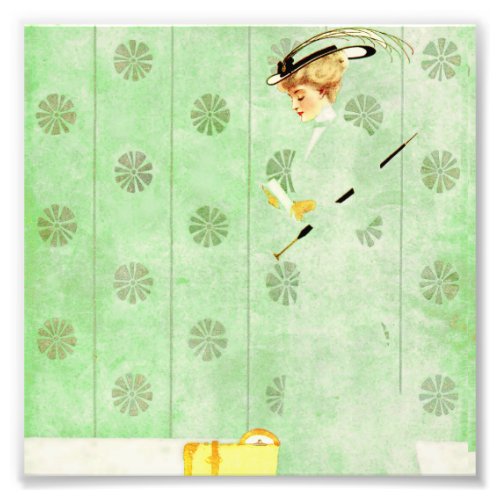 Coles Phillips Fadeaway Girl  Green Wallpaper Photo Print