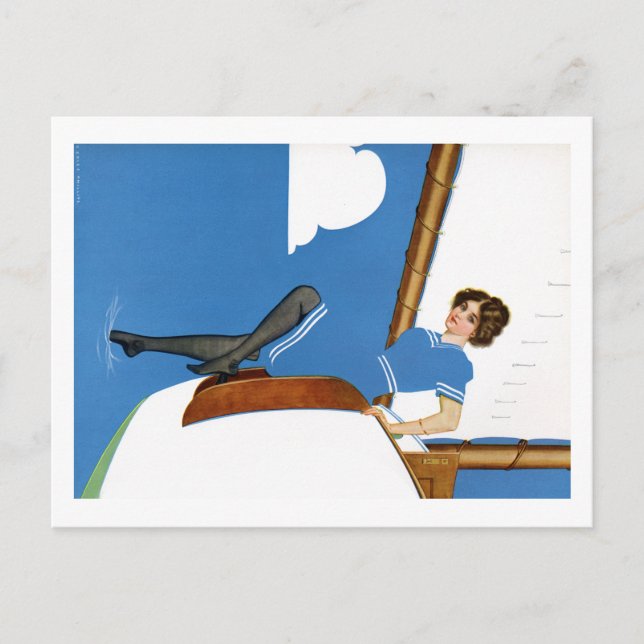 Coles Phillips Fadeaway - Sailing On Blue Oceans Postcard (Front)