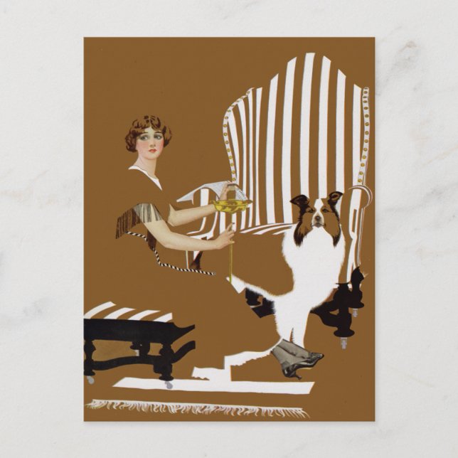 Coles Phillips Fadeaway Woman With Collie Postcard (Front)