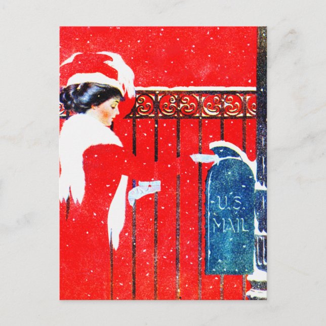 Coles Phillip's Victorian Christmas Holiday Postcard (Front)