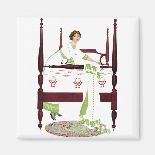 Coles Phillips Woman and Four Poster and Quilts Magnet