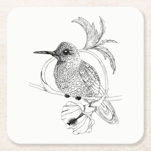 Colibri Bird Illustration Coasters (Front)