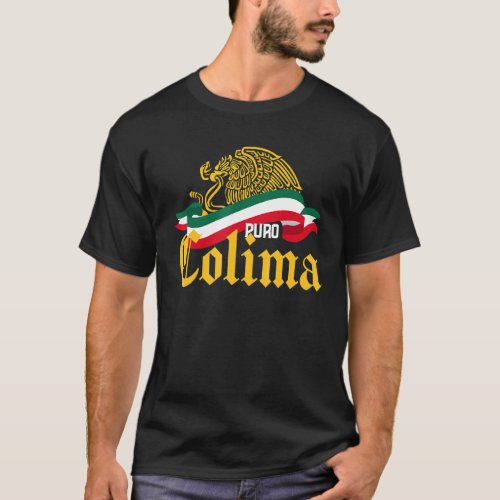 Colima Mexico Puro Colima Yellow Eagle Flag T_Shirt