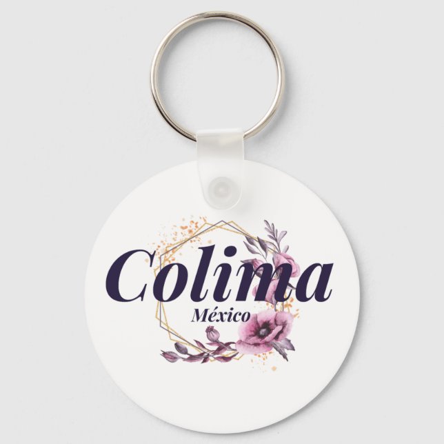 Colima Mexico Travel Destination Bridesmaid Floral Keychain (Front)