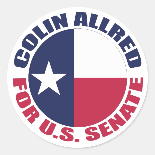 Colin Allred for U.S. Senate 2024 Election Classic Round Sticker (Front)