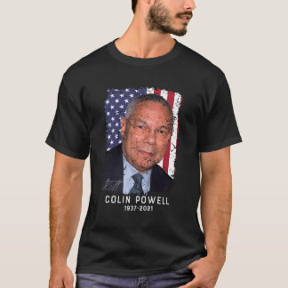 Colin Powell 1937-2021 With American Flag Vintage T-Shirt
