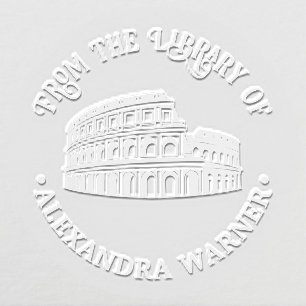 Coliseum Rome Italy Library Book Name Embosser