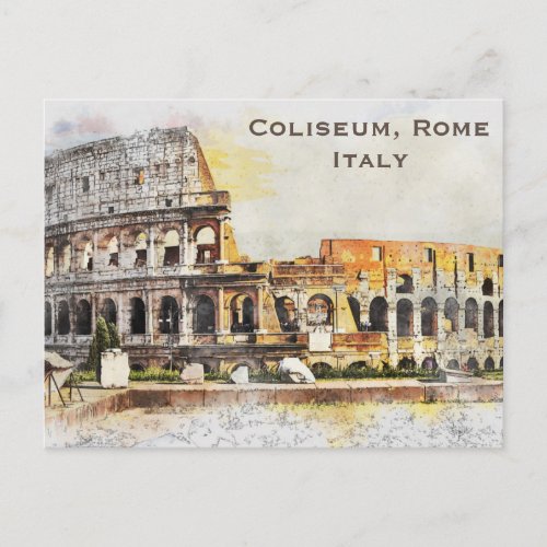 Coliseum Rome Italy Vintage Travel Tourism Add P Postcard