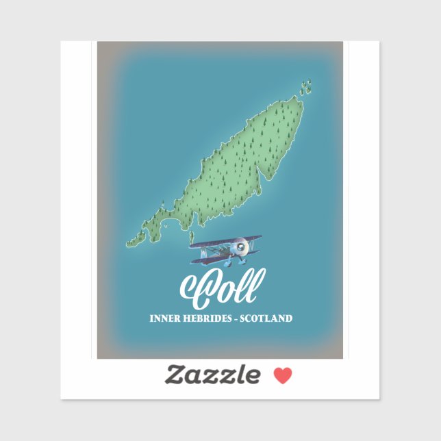 Coll Inner Hebrides Scotland map Sticker (Sheet)