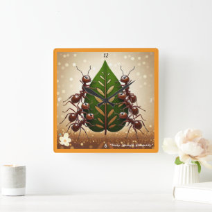 "Collaborative Success" Square Wall Clock