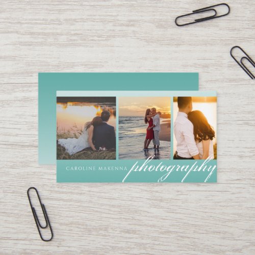 Collage 3_photo Teal Green Blue Ombre Photography Business Card